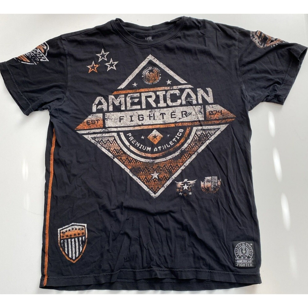 American Fighter T-Shirt Men Large Black Good Training Division Buckle MMA